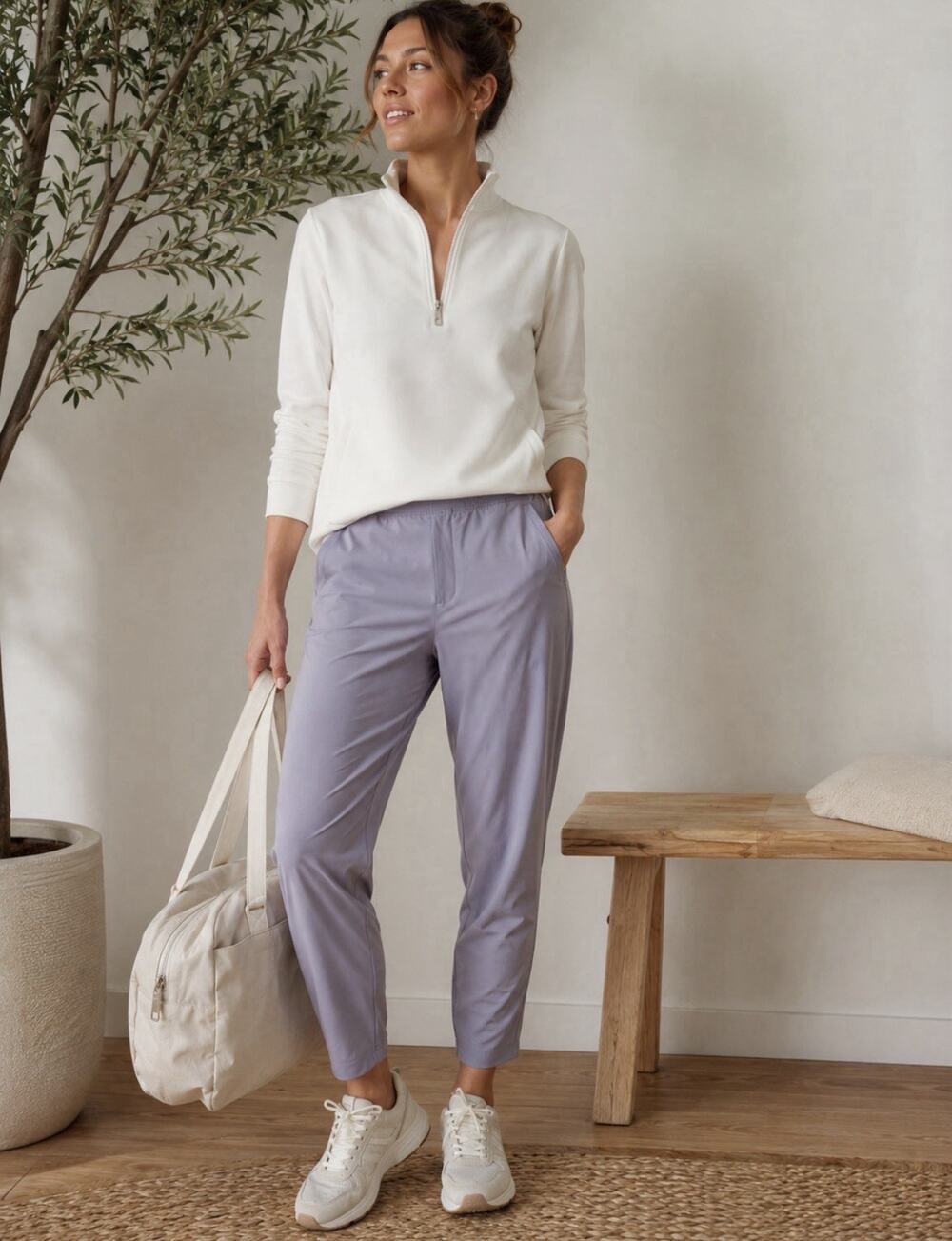 Athleta Brooklyn Ankle Pant 26 Lavender Fthrwght Stretch Travel Athleisure NWT